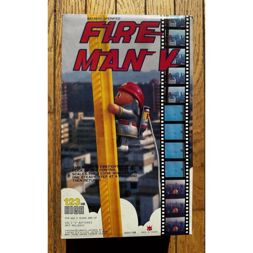 Vtg 1984 Fireman V Battery Operated Climbing Toy TOPLAY NOS Never Used